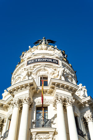 Cityscape of Central Madrid. Metropolis building in Gran Viaのeditorial素材
