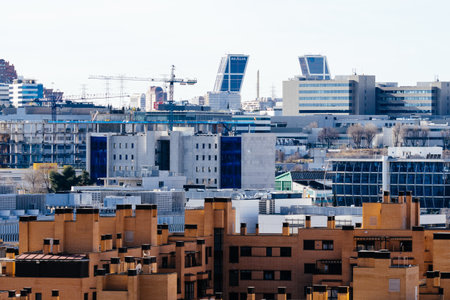 Cityscape of Madrid, residential and office buildingsのeditorial素材