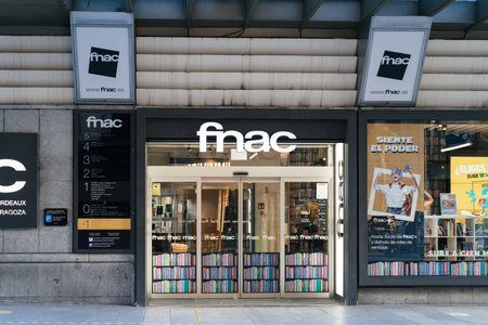 FNAC store in Preciados street in central Madridのeditorial素材