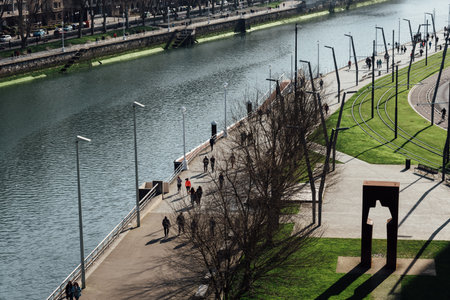 View of the promenade along the estuary of Bilbao