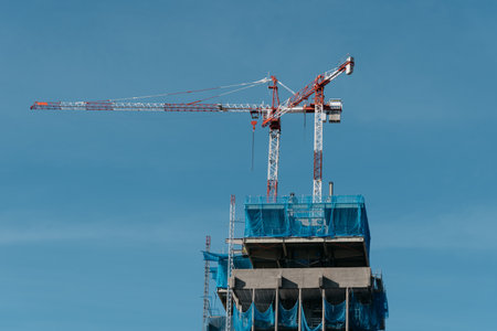 Colon Towers under renovation in Madrid, Spainのeditorial素材