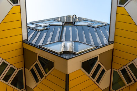Yellow cubic houses in Rotterdam. FUll Frameのeditorial素材