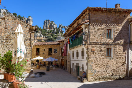 Scenic view of the picturesque small village of Orbaneja del Castilloのeditorial素材
