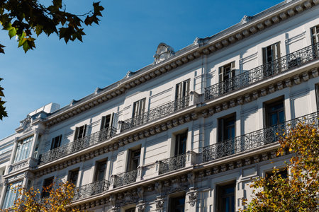 Old residential building in central Madrid, Spainの写真素材