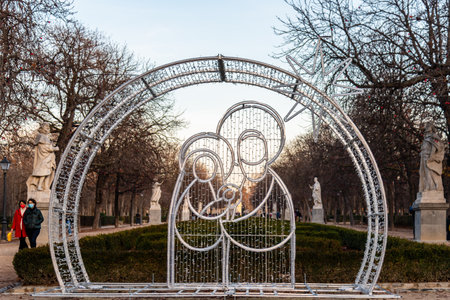 Retiro Park in Central Madrid during Christmasのeditorial素材
