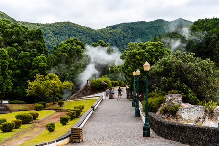 Volcanic hotsprings Of The Lake Furnas in Sao Miguel, Azores.のeditorial素材