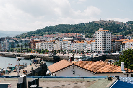 Cityscape of the seafaring town of Castro Uridales in Cantabriaのeditorial素材