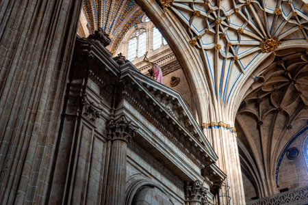Interior view of the vaults of the Cathedral of Salamanca in Spainのeditorial素材