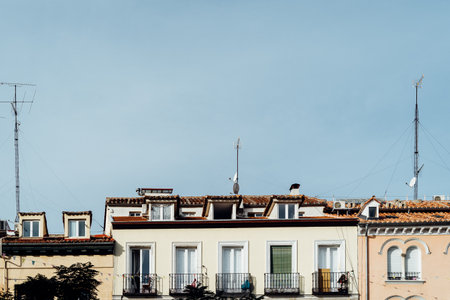 Old residential building in central Madrid, Spain