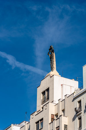Iconic residential building in Gran Via Street in Central Madridのeditorial素材