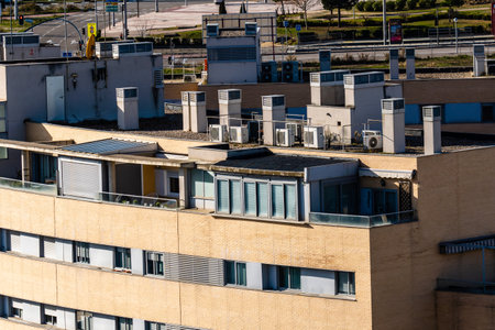 Urban landscape of housing in the Las Tablas neighborhood of Madrid.のeditorial素材