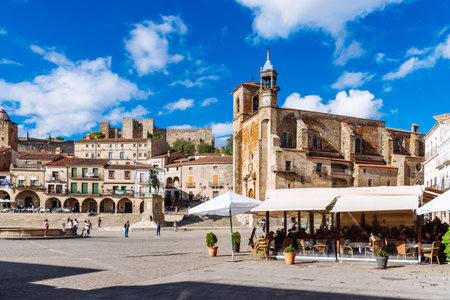 The Plaza Mayor of Trujillo in Caceresのeditorial素材