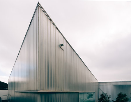 New building of modern architecture with U-glass facade containing the Luis da Silva Ribeiro in Angra do Heroismoのeditorial素材