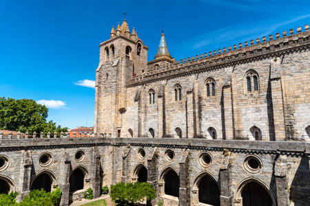Cathedral of Evora and cloister a sunny blue sky day of summer