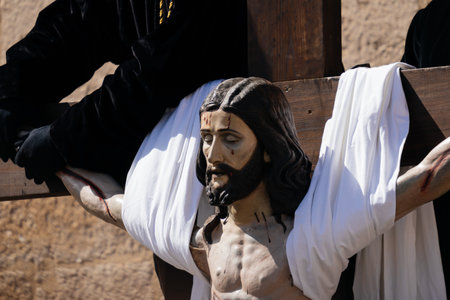 Descent during the Easter Week processions in Zamoraのeditorial素材