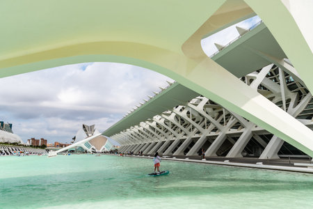 Valencia, Spain - July 30, 2023: View of the City of Arts and Sciences. It was designed by famous Spanish architect Santiago Calatravaのeditorial素材