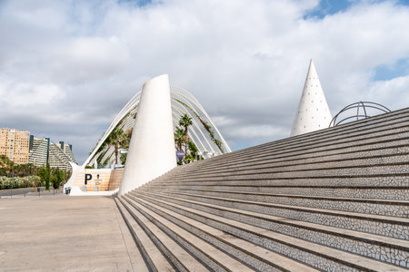 Valencia, Spain - July 30, 2023: View of the City of Arts and Sciences. It was designed by famous Spanish architect Santiago Calatravaのeditorial素材