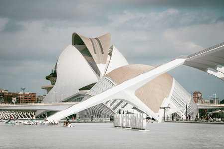 Valencia, Spain - July 30, 2023: View of the City of Arts and Sciences. It was designed by famous Spanish architect Santiago Calatravaのeditorial素材