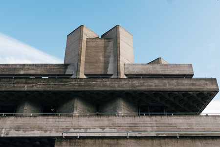 London, UK - August 26, 2023: Southbank Centre. Brutalist architecture of the National Theater