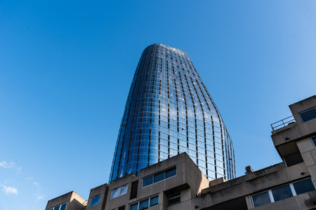 LONDON, UK - August 26, 2023: One Blackfriars apartment skyscraper in the City of London. View...