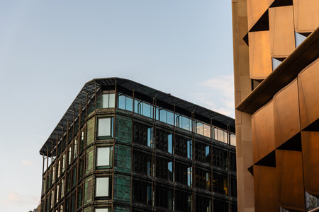 London, UK - August 25, 2023: Bloomberg London office building by Norman Foster architect in Queen...