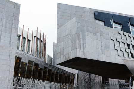 Edinburgh, UK - December, 4 2023: The Scottish Parliament. Located in the Holyrood area designed by...