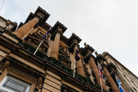 Edinburgh, UK - December 5, 2023: Cheval The Edinburgh Grand Luxury Hotel. Low angle viewのeditorial素材