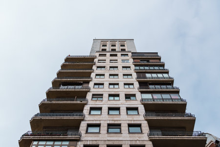 Luxury old residential buildings in Madrid against sky