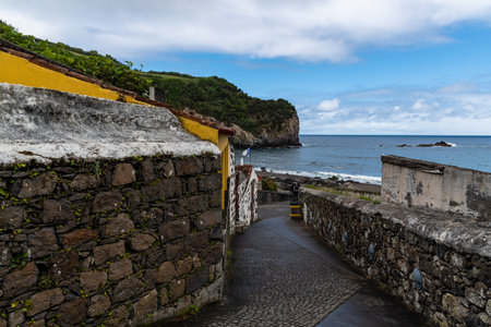 Moinhos, Portugal - July 8, 2022: Beach of Moinhos on the island of Sao Miguel in Azores.のeditorial素材