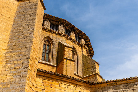 Church of Saint John Baptist in Santoyo, Palencia, Spain. Outside viewの写真素材