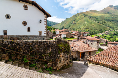Scenic view of Tudanca, a traditional small village in Cantabria in Spain in the Saja-Nansa region. Casona of Tudancaの写真素材