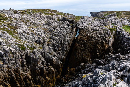Cliffs at Bufones of Pria in the Cantabrian Sea. Asturias, Spainの写真素材