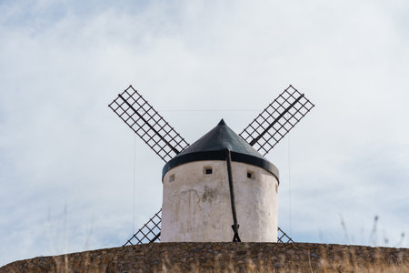 Windmills in Consuegra, Toledo. An icon of La Mancha. The windmills crown a hill over the town and known worldwide thanks to Don Quixote.の写真素材