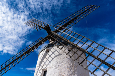 Windmills in Consuegra, Toledo. An icon of La Mancha. The windmills crown a hill over the town and...