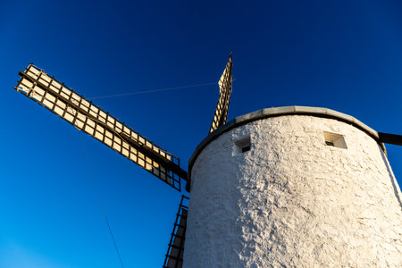 Windmills in Consuegra, Toledo. An icon of La Mancha. The windmills crown a hill over the town and...