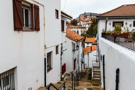 A charming view of the picturesque streets and architecture in the traditional Basque Country style of Getxoの写真素材