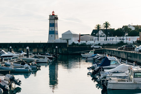 Cascais, Portugal - October 30, 2022: A scenic view of the marina in Cascais, Portugal, featuring...