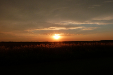 sunset near horizonの写真素材