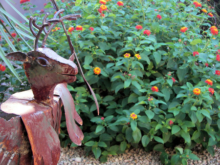 native american sculpture in phoenix flowers- azの写真素材