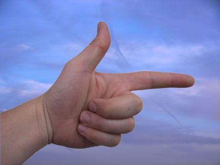 pointing in the skyの写真素材