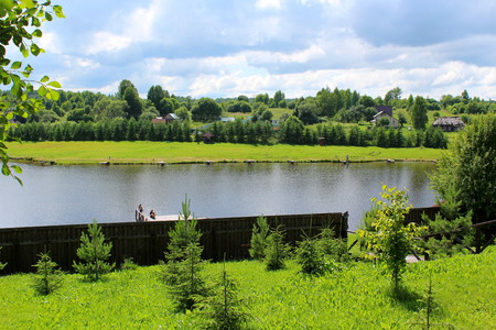 A lodge for rest at a fishing forest.の写真素材