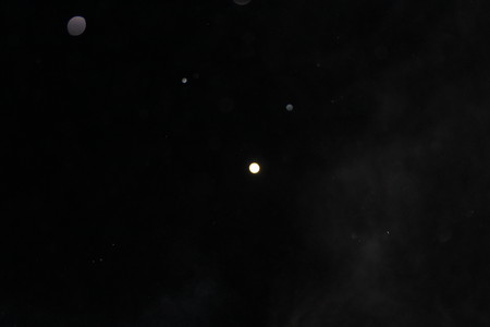 Bright, full moon, at night, starry sky, in winter, frosty weather.の写真素材