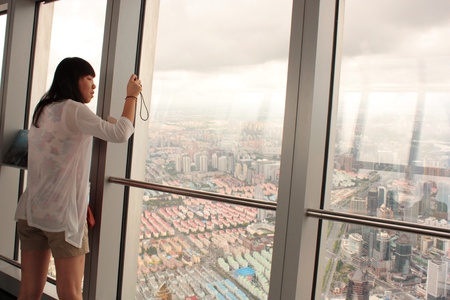 Pudong district of Shanghai, China August 5, 2010 - Observation Deck of SWFCのeditorial素材