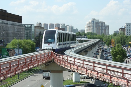 Single rail train in Moscow - May 12, 2010のeditorial素材