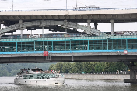 Three kinds of city transport: motor boat, metro and trolley, Moscow, Russia - 25.06.2011のeditorial素材