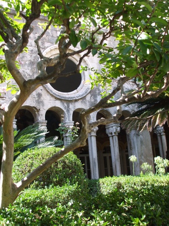 Beautiful small yard in a Franciscan monastery in Dubrovnikのeditorial素材