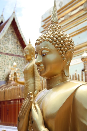Golden Buddha in Wat Doi Suthep, Chiangmai, Thailandの写真素材