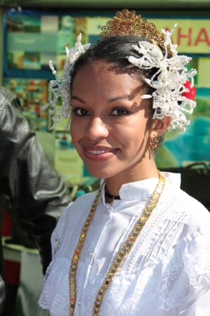 Panamanian girl in traditional clothes during The International Culture Day in Peopleのeditorial素材