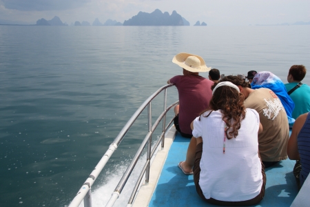  People on board of the boat travelling in Andaman Sea, Thailand - 09.08.2011のeditorial素材