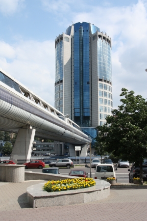 Footbridge Bagration and Tower 2000 at the Moscow City Business Centre, Russia - 04.07.2012のeditorial素材